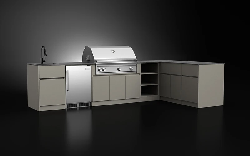 Luxury L-Shape Powder Coated Aluminium Outdoor Kitchen Cabinet