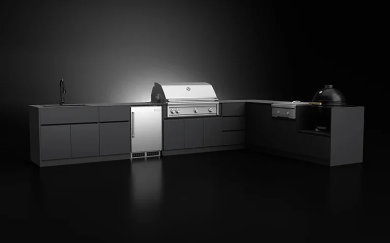 Luxury L-Shape Powder Coated Extruded Aluminium Outdoor Kitchen Cabinet