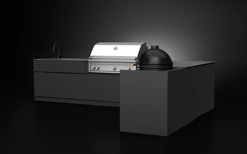 Modern L-Shape Full Aluminium Outdoor Kitchen Cabinet