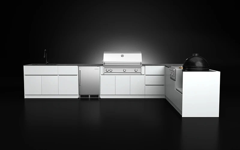 Modern Luxury L-Shape Extruded Aluminium Outdoor Kitchen Cabinet