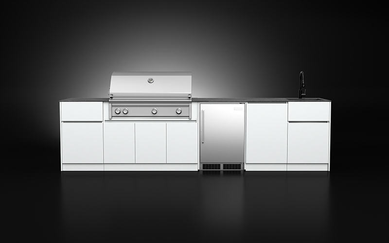 Modern Outdoor BBQ Kitchen With Fridge