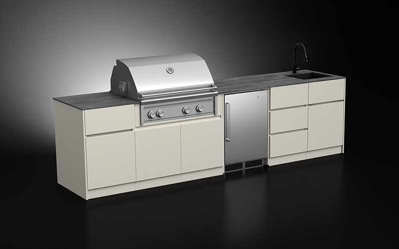 Modern Outdoor Kitchen With Sink And Fridge