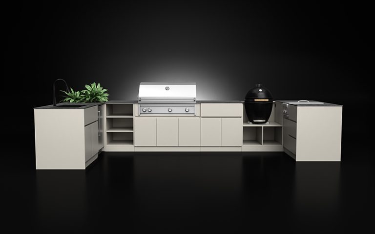 Modern U Shaped Extruded Aluminium Outdoor Kitchen Cabinet Modules