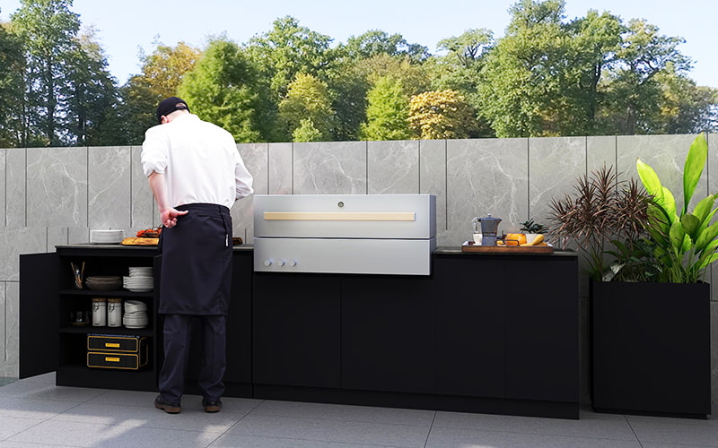 Outdoor Kitchen Cabinet With Storage and Barbecue Function