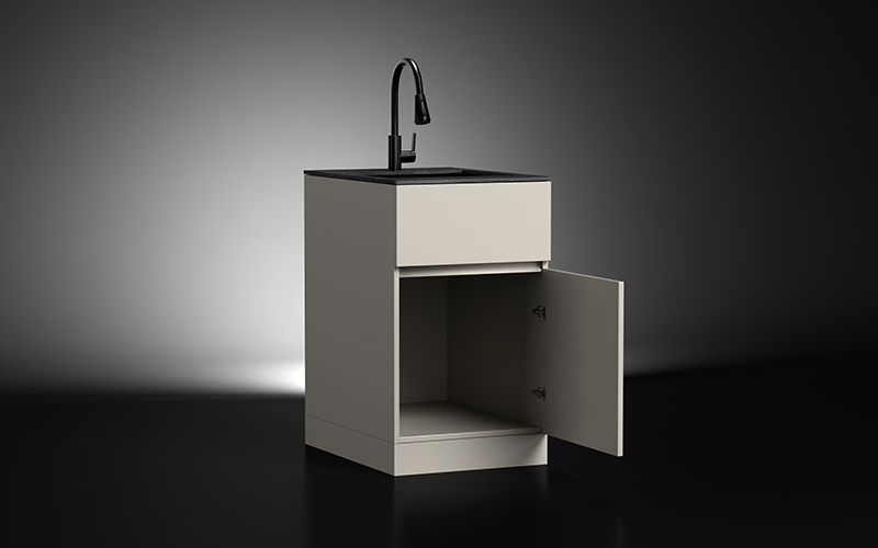 Outdoor Kitchen Sink With Single Open Door