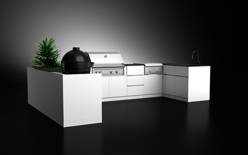 Outdoor U Shaped Kitchen For BBQ