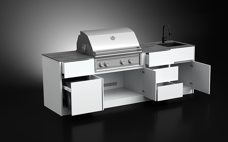 Powder Coated Aluminium Modern Outdoor Kitchen Cabinets