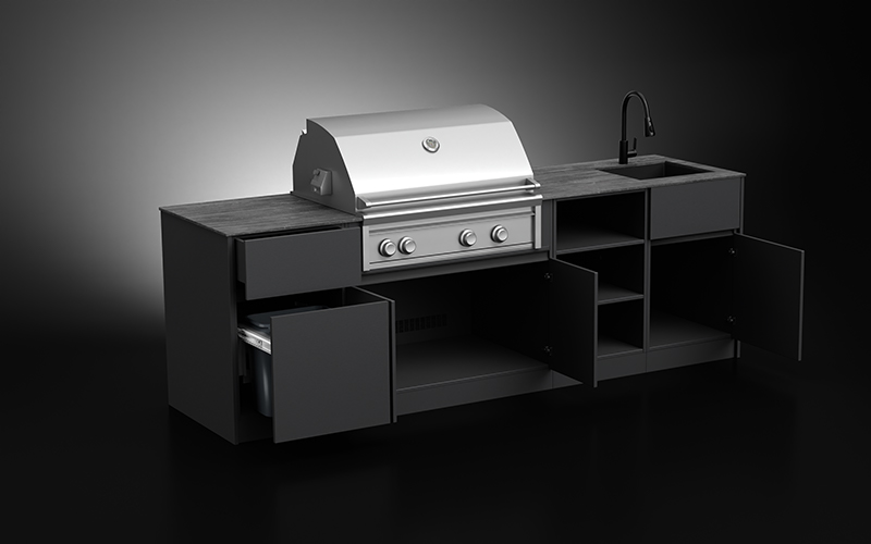 Powder Coated Aluminium Weatherproof Outdoor Cabinets With sink