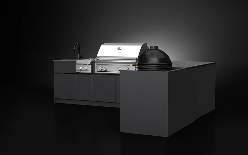 Powder Coated L-Shape Modular Aluminium Outdoor Kitchen Cabinet