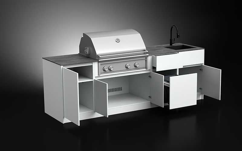 Powder Coated White Color Outdoor Barbecue Kitchen