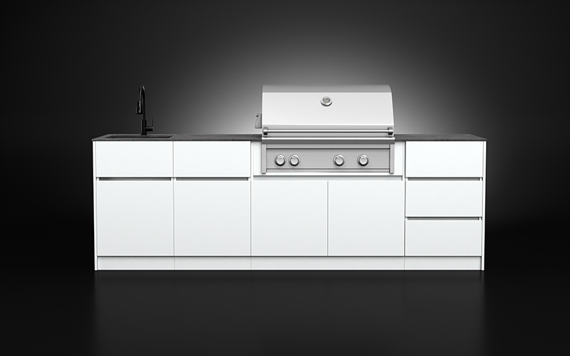 Powder Coated White Color Outdoor Garden Kitchen Units