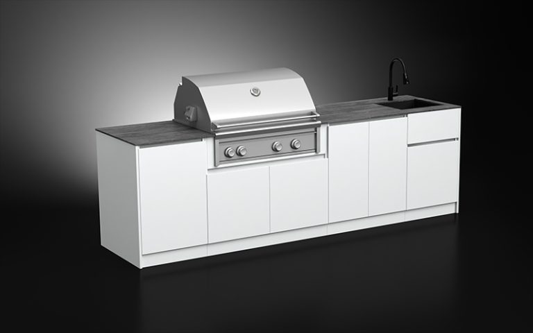 Powder Coated White Color Outdoor Kitchen Cabinets