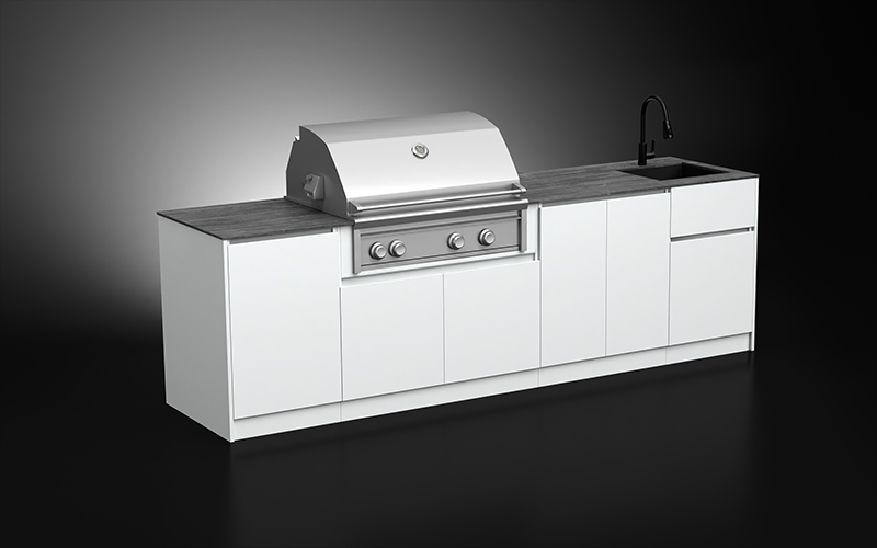 Powder Coated White Color Outdoor Kitchen Cabinets