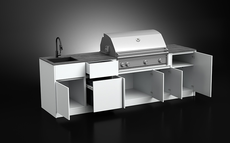 Powder Coated White Color Outdoor Modular Kitchen Units