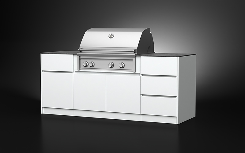 Powder Coated White Color Small Outdoor Kitchen