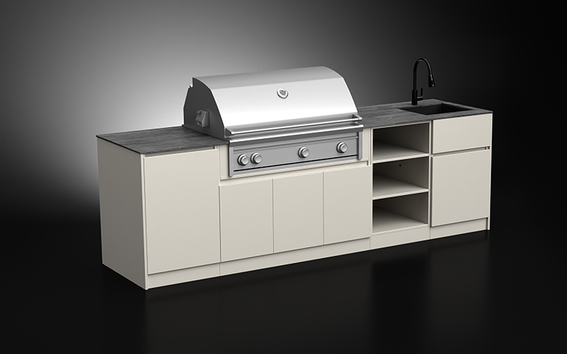 Powder-coated Aluminium Modern Outdoor Kitchen For 42 Grill