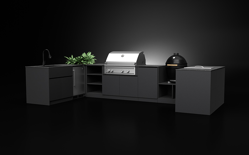 U Shaped Extruded Aluminium Outdoor Kitchen Cabinet For Backyard