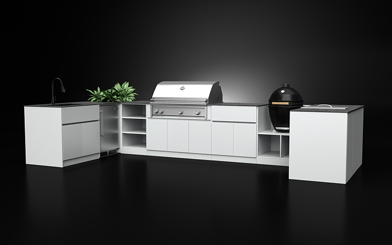 U Shaped Extruded Aluminium Outdoor Kitchen Cabinet Modules For Backyard