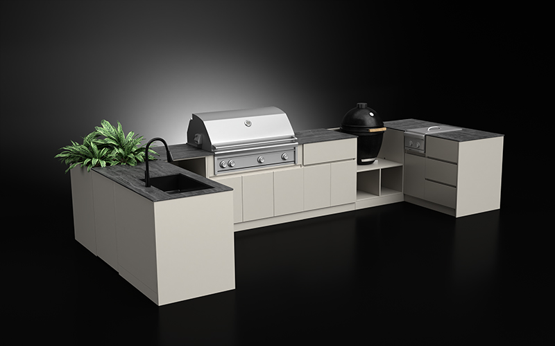 U Shaped Extruded Aluminium Outdoor Kitchen Cabinet Modules For Entertaining