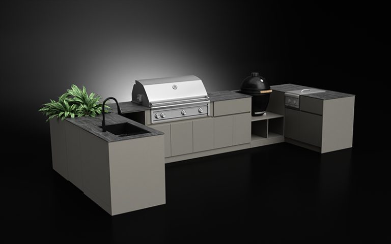 U Shaped Extruded Aluminium Outdoor Kitchen Cabinet Modules With Sink