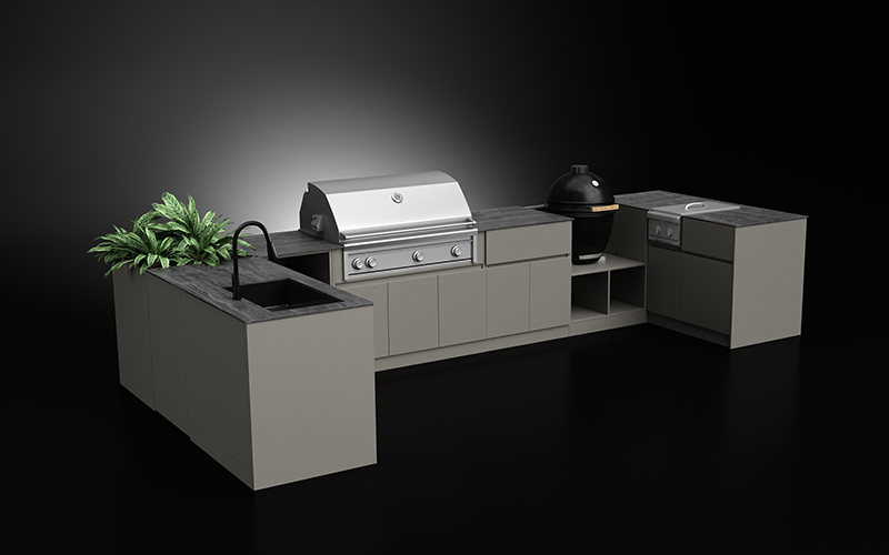 U Shaped Extruded Aluminium Outdoor Kitchen Cabinet Modules With Sink