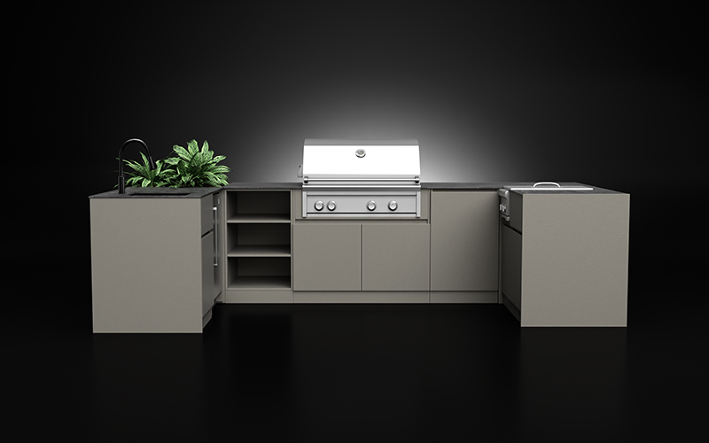 U Shaped Extruded Aluminium Outdoor Kitchen Cabinet Prefab