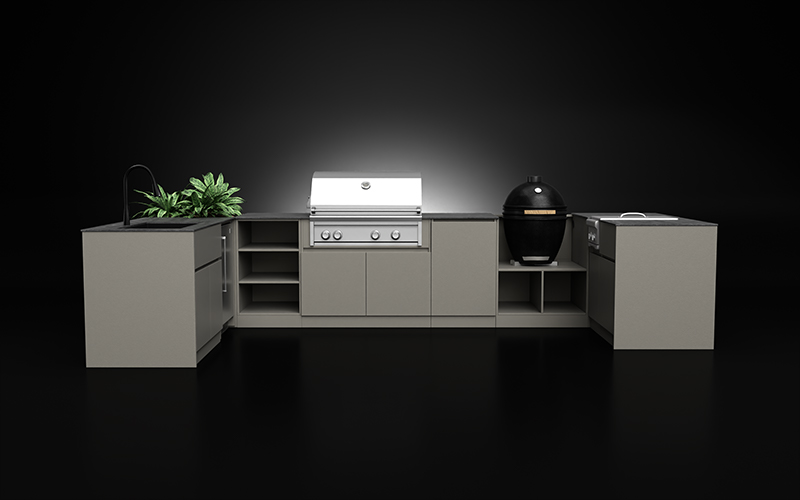 U Shaped Outdoor Kitchen Cabinet With Sink