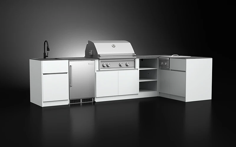 Weatherproof L-Shape Extruded Aluminium Outdoor Kitchen Cabinet