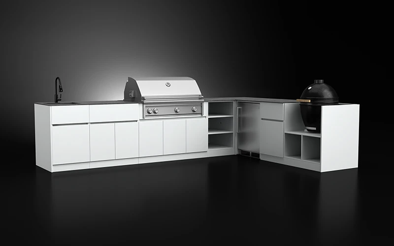 Weatherproof L-Shape Full Aluminium Outdoor Kitchen Cabinet