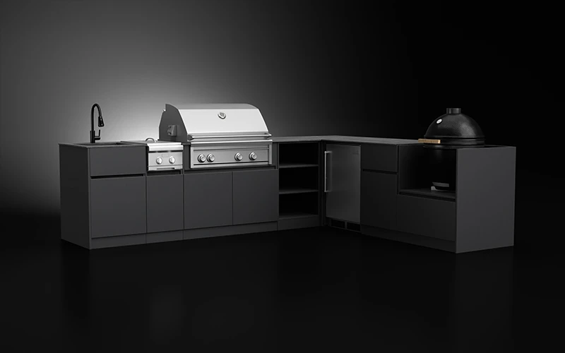 Weatherproof L-Shape Modular Aluminium Outdoor Kitchen Cabinet