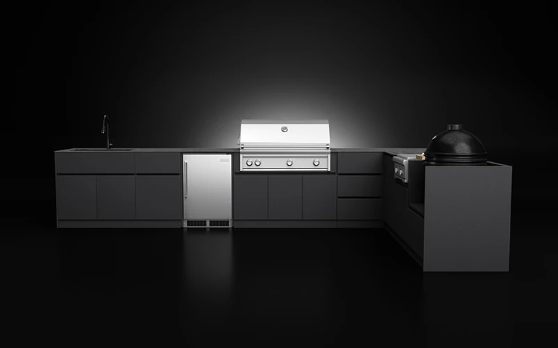 Weatherproof Luxury L-Shape Extruded Aluminium Outdoor Kitchen Cabinet