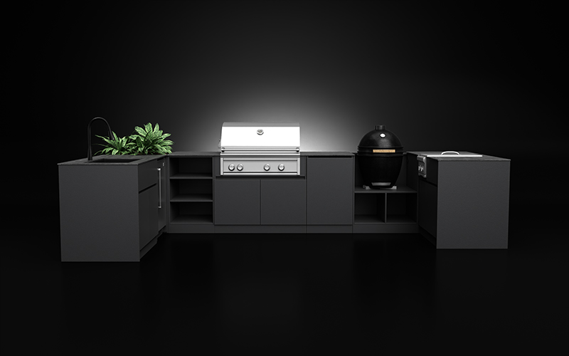 Weatherproof U Shaped Extruded Aluminium Outdoor Kitchen Cabinet