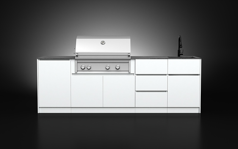 White Color Exterior Kitchen Cabinets