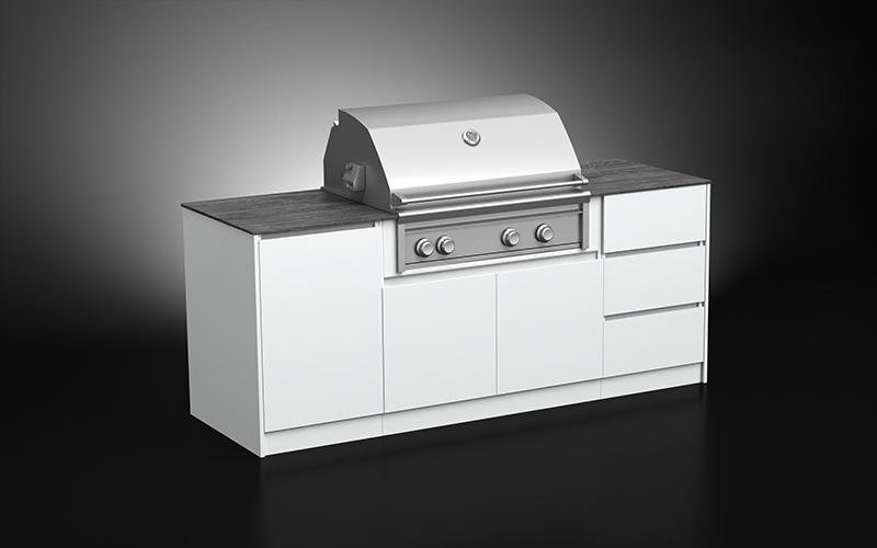 White Color Tiny Outdoor Kitchen With Countertop