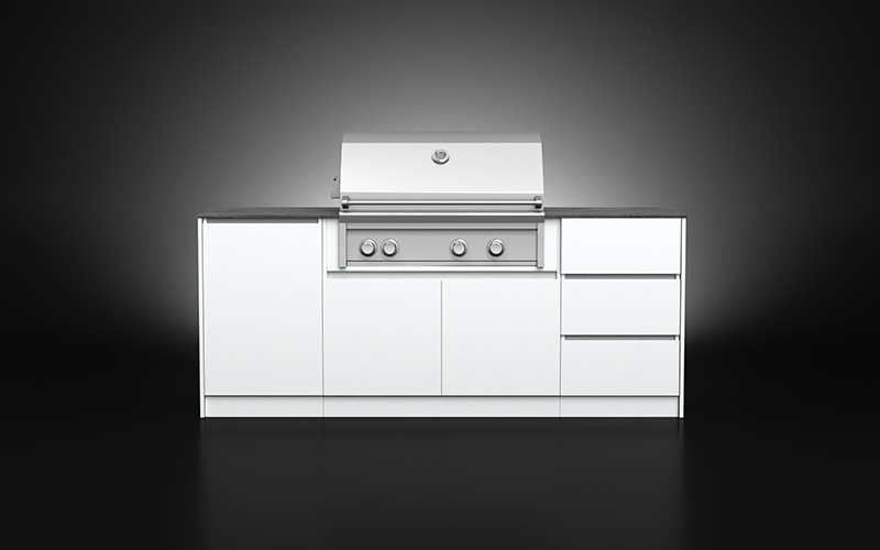 White Color Tiny Outdoor Kitchen