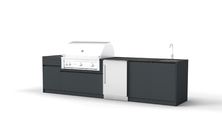 dark grey kitchen cabinet with countertop