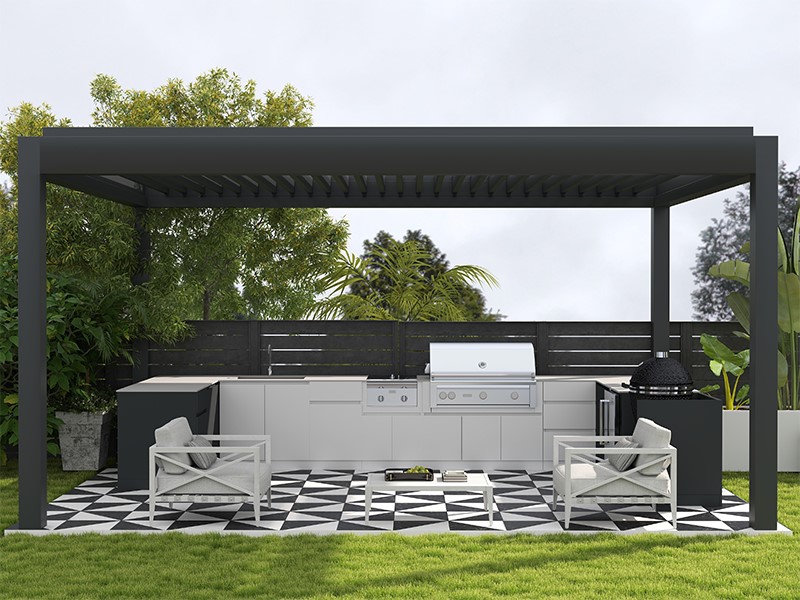 Outdoor Kitchen Under Pergola