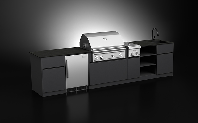 3.5 Meter Extruded Aluminium Outdoor BBQ Cabinetry For 36 Grill And Side Burner