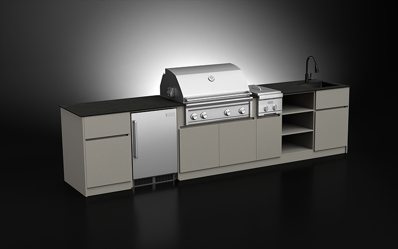 3.5 Meter Extruded Aluminium Outdoor BBQ Cabinetry With 2 BBQ Cabinet