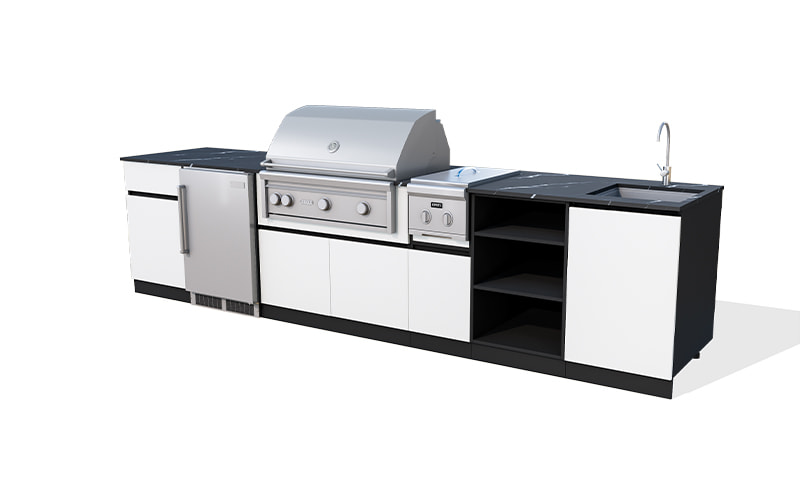 Black And White Color Aluminium Outdoor Kitchen Cabinets