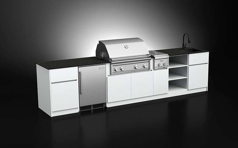 White Color Extruded Aluminium Outdoor BBQ Cabinetry With 2 BBQ Cabinet