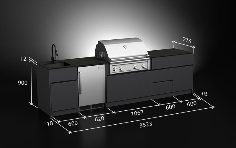 3.5 Meter Aluminium Outdoor Kitchen Combination
