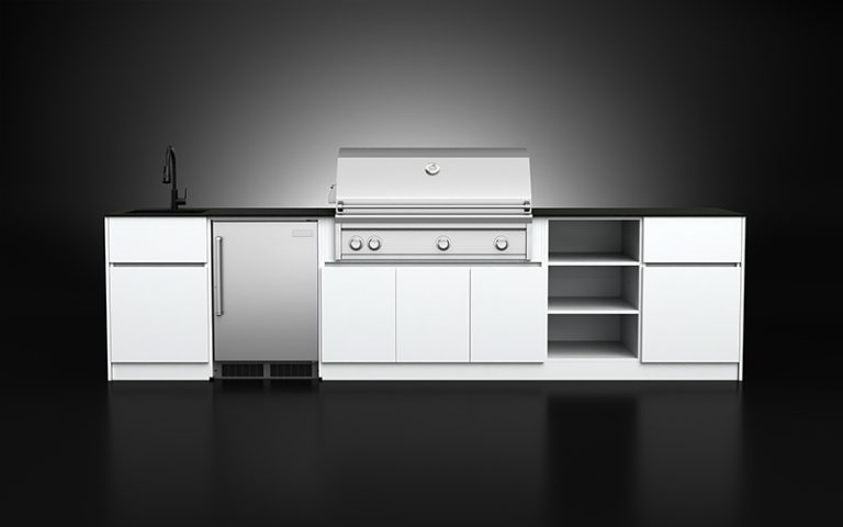 5 Unit Extruded Aluminium Outdoor Kitchen Set With Open Shelf Storage Cabinet