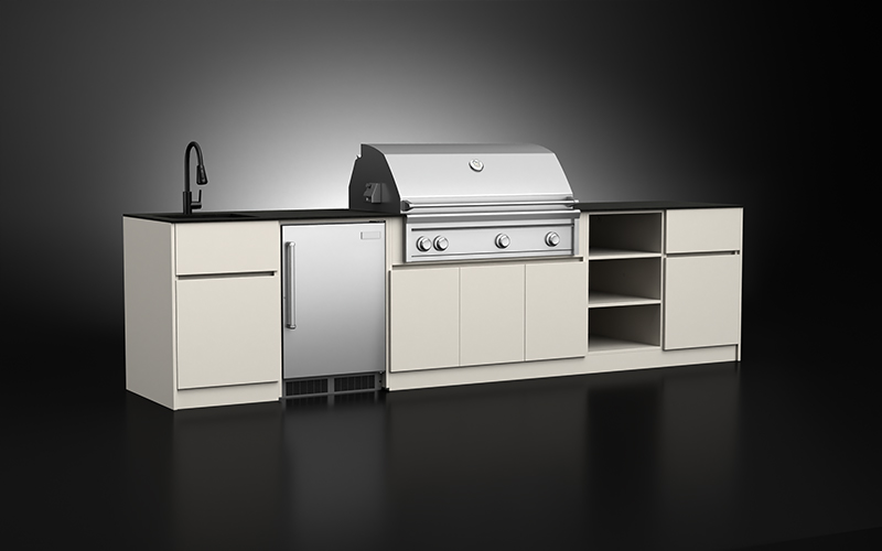 5 Unit Extruded Aluminium Outdoor Kitchen Set With Refrigerator Cabinet