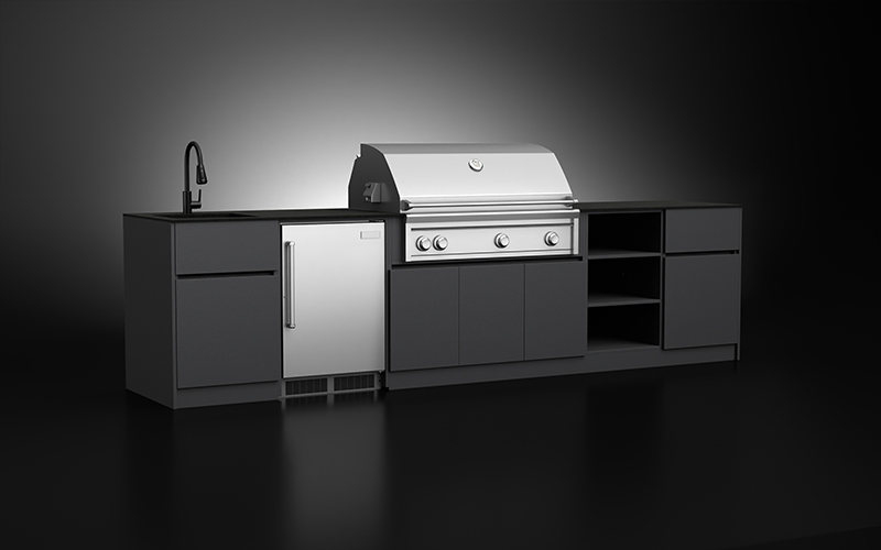 5 Unit Extruded Aluminium Outdoor Kitchen Set With Sink And Refuse Cabinet