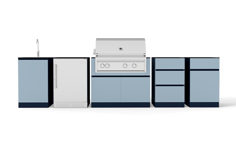 Blue Outdoor Kitchen Cabinets