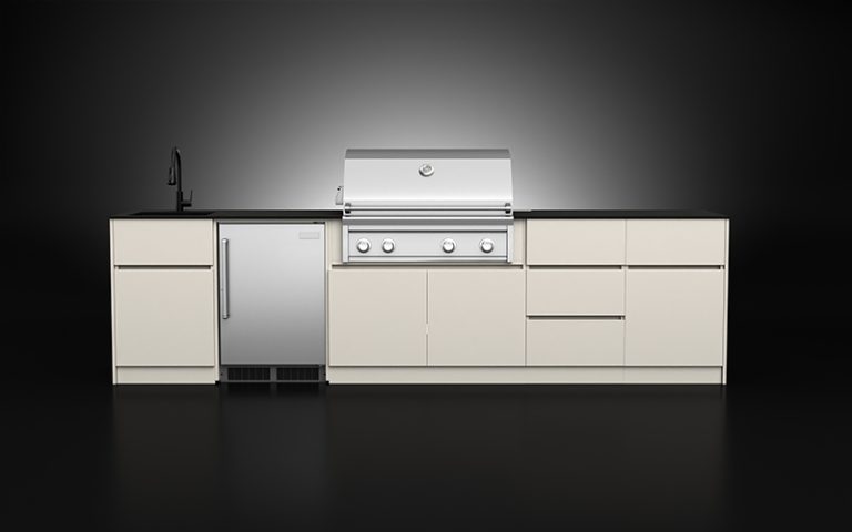 Extruded Aluminium Outdoor Kitchen Cabinet With Sink And Refrigerator