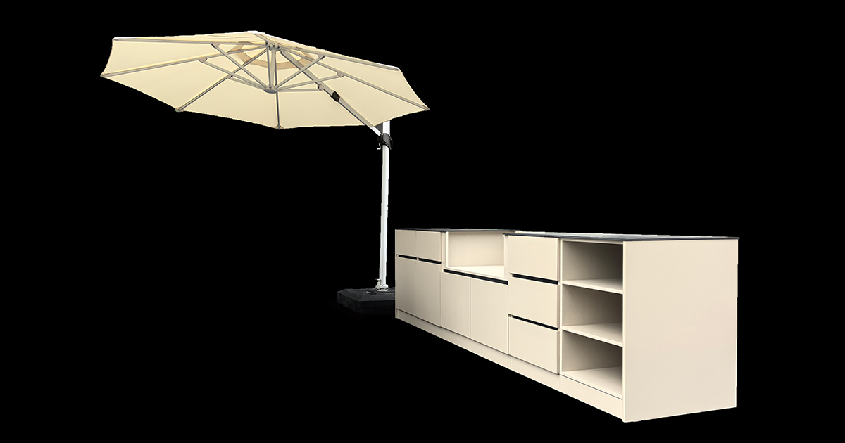 SPACE Works Cabinets with Khaki Parasol