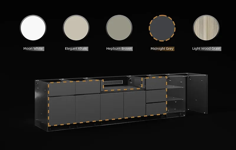 Extruded Aluminium Outdoor Kitchen Cabinet Finishs