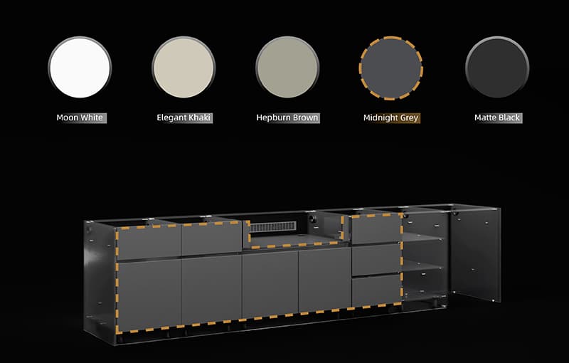 5 Standard Colors for SPACE Outdoor Kitchen Cabinet